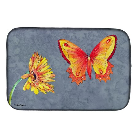 CAROLINES TREASURES Gerber Daisy & Buttefly Dish Drying Mat 8877DDM